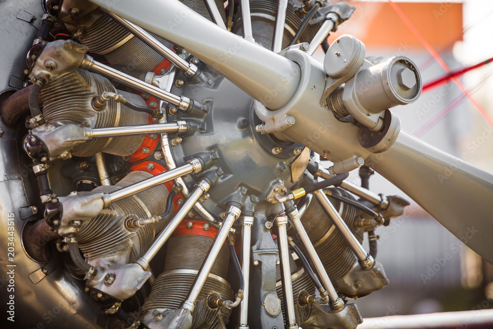 Rotor plane engine close up with propeller Rotor plane engine close up with propeller