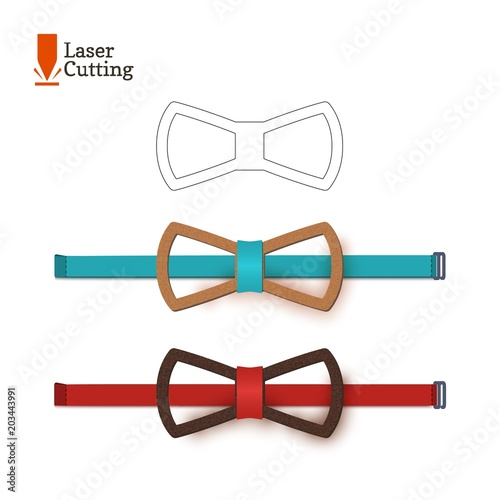 Laser cut bow-tie template for DIY. Vector silhouette for cutting a bow tie on a cnc, lathe made of wood, metal, plastic. The idea of design of a stylish accessory