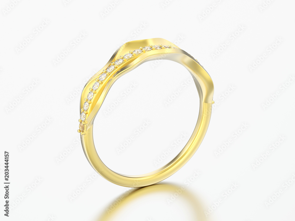 3D illustration gold decorative diamond ring 3D illustration gold decorative diamond ring