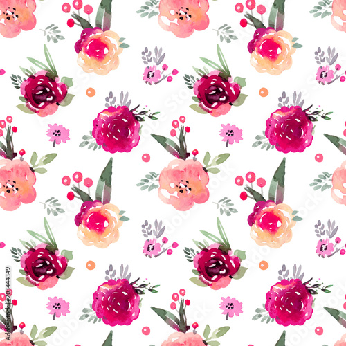 Decorative floral marsala  seamless pattern