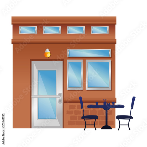 restaurant building front facade vector illustration design