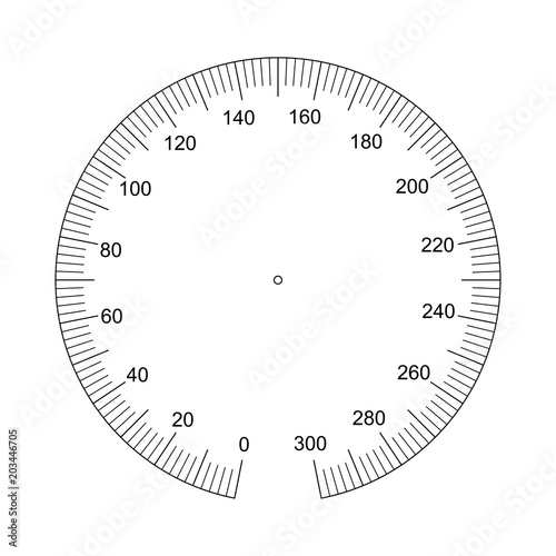 Manometer face. Measuring circle scale. Measuring round scale, Level indicator, measurement acceleration, circular meter, round meter for household appliances division from 0 to 300. Vector AI10