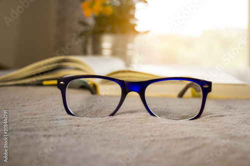 Soft focus glasses,blur books, book blur.