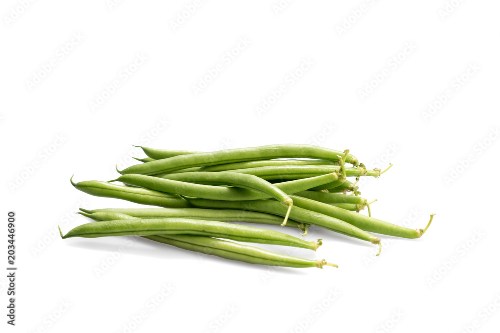 A handful of green beans isolated on a white background A handful of green beans isolated on a white background