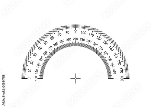 Protractor. Protractor grid for measuring degrees. Tilt angle meter. Measuring tool. Measuring circle scale. Measuring round scale, Level indicator, circular meter AI10