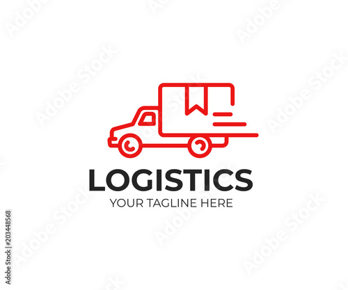 Trucking logo template. Fast delivery vector design. Logistics logotype