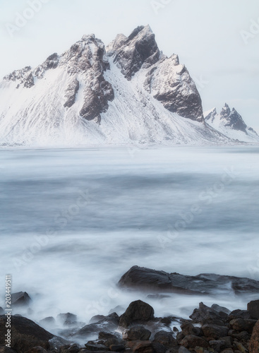 Vestrahorn and Brunnhorn mountains from Stokksnes in Iceland