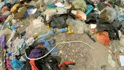 A large pile of urban rubbish. bird's-eye view.