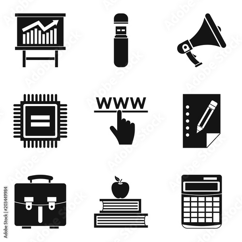 Initial condition icons set. Simple set of 9 initial condition vector icons for web isolated on white background