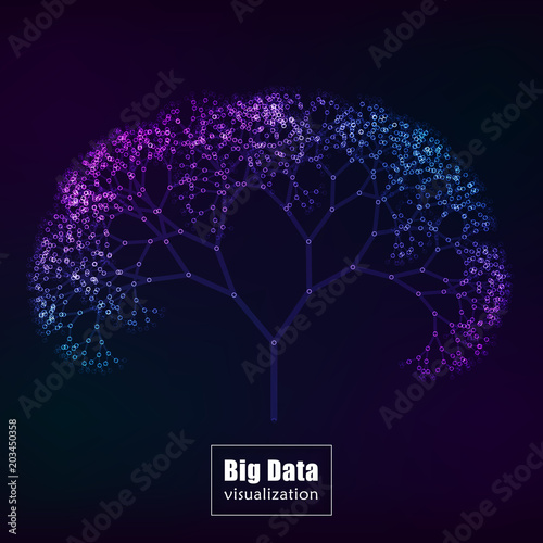 Big data visualization. glowing tree vector