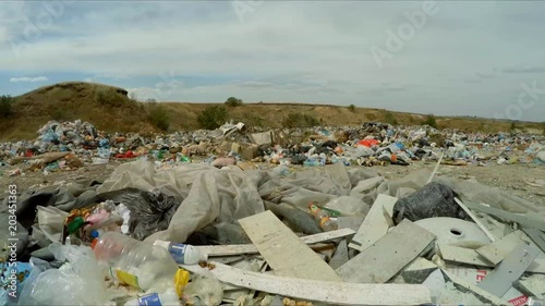 unauthorized dump in a career outside the city. bird's-eye view.