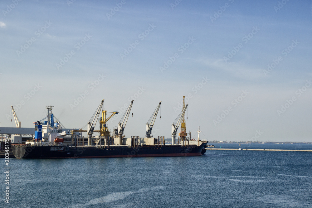 Cargo harbour, Cargo ship in harbour Cargo harbour, Cargo ship in harbour