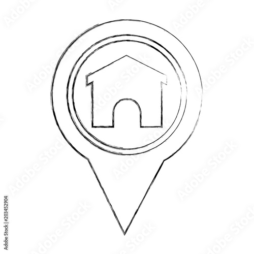 gps navigation pointer map house symbol vector illustration sketch