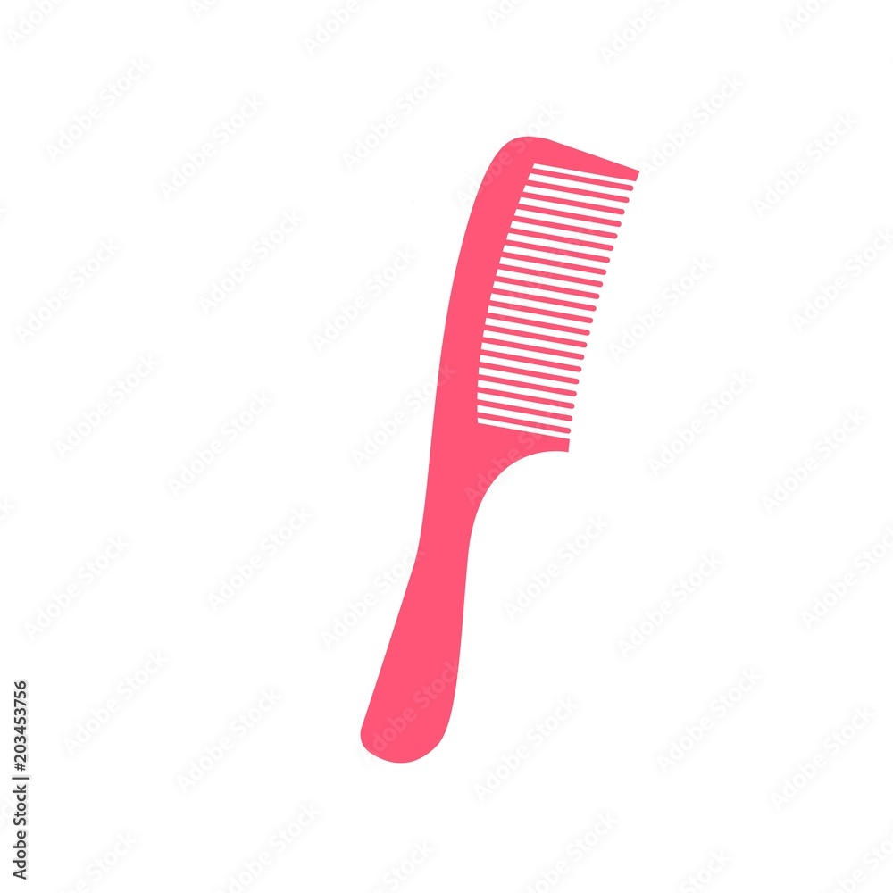 Vector illustration. Silhouette comb , barber comb, pink plastic comb Vector illustration. Silhouette comb , barber comb, pink plastic comb