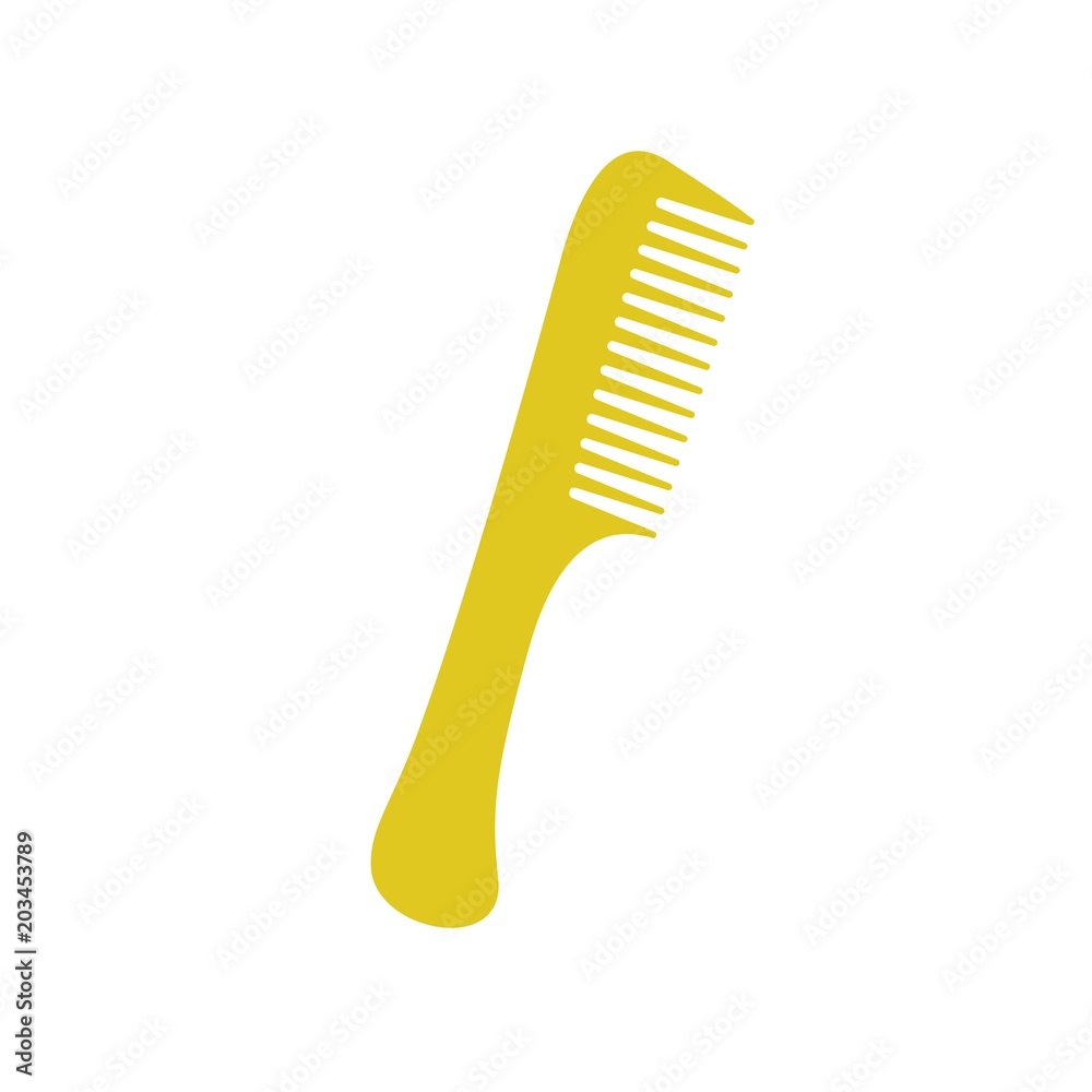 Vector illustration. Silhouette comb , barber comb, yellow plastic comb Vector illustration. Silhouette comb , barber comb, yellow plastic comb