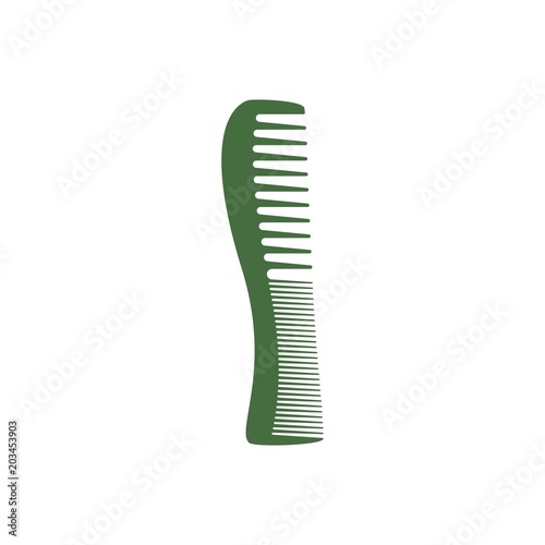 Vector illustration. Silhouette comb , barber comb, green plastic comb