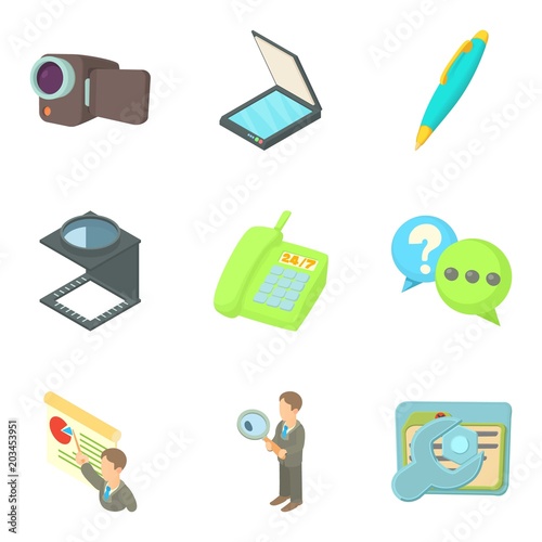 Job site icons set. Cartoon set of 9 job site vector icons for web isolated on white background