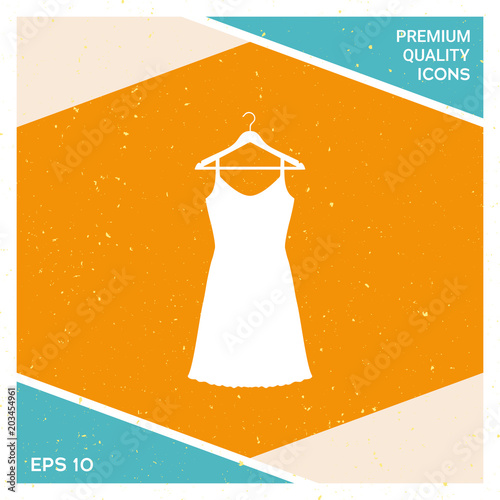 Sundress, Evening dress, combination or nightie on the wardrobe hanger , the silhouette. Menu item in the web design