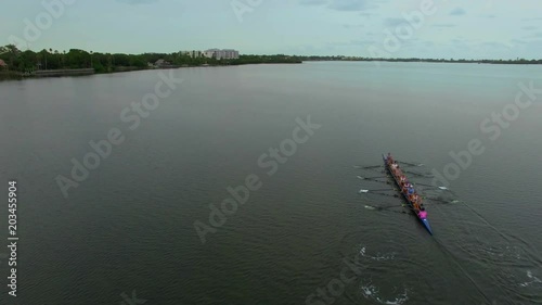 Skulling Team Followed by Drone 4K