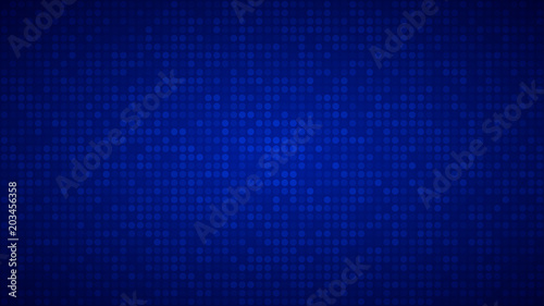 Abstract background of small circles or pixels in blue colors.