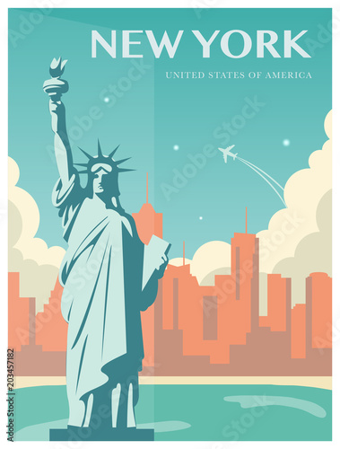 Statue of Liberty. New York landmark and symbol of Freedom and Democracy. Vector