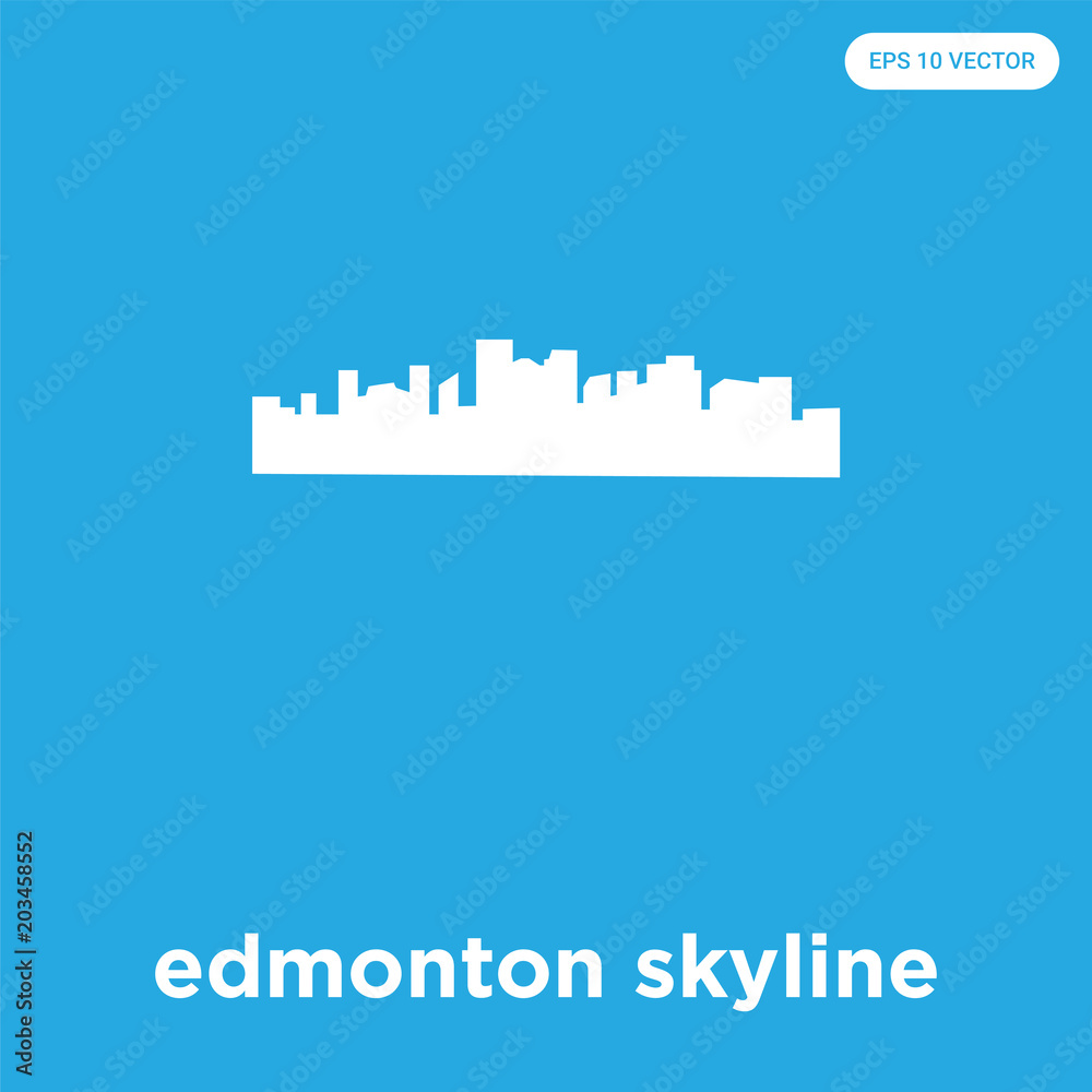 edmonton skyline icon isolated on blue background