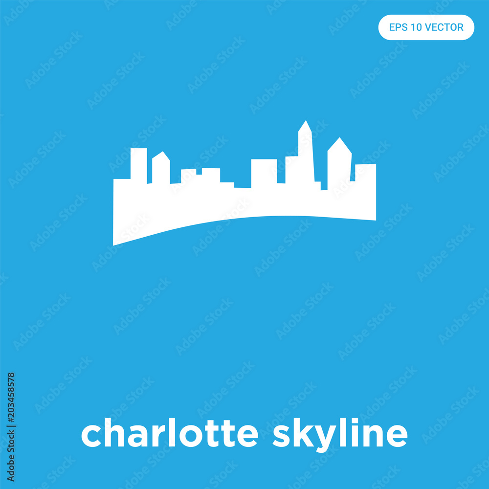 charlotte skyline icon isolated on blue background