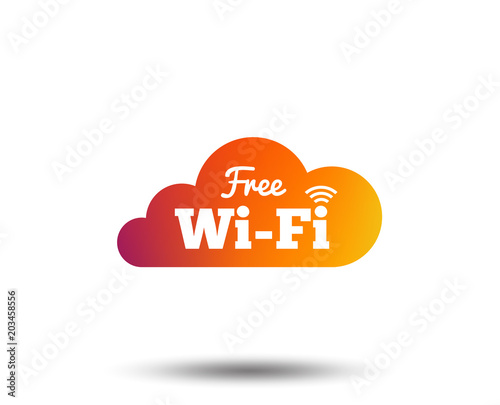 Free wifi sign. Wifi symbol. Wireless Network icon. Wifi zone. Blurred gradient design element. Vivid graphic flat icon. Vector