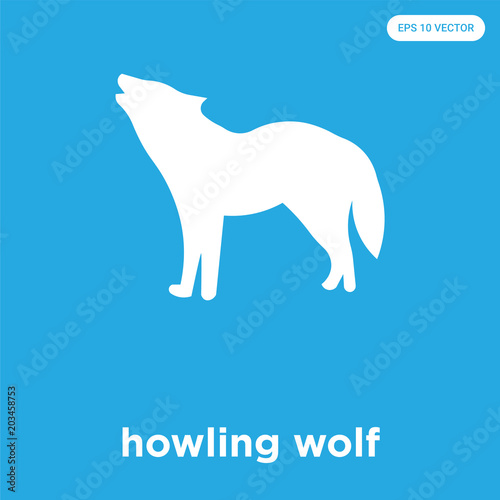 howling wolf icon isolated on blue background © vector_best