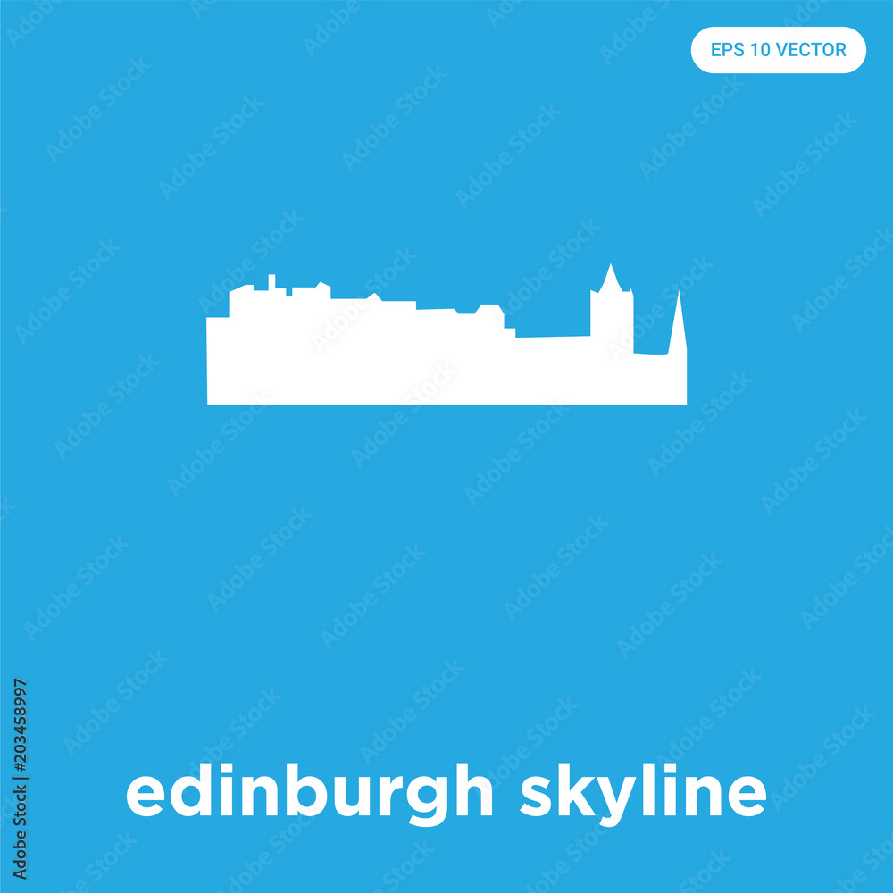 edinburgh skyline icon isolated on blue background