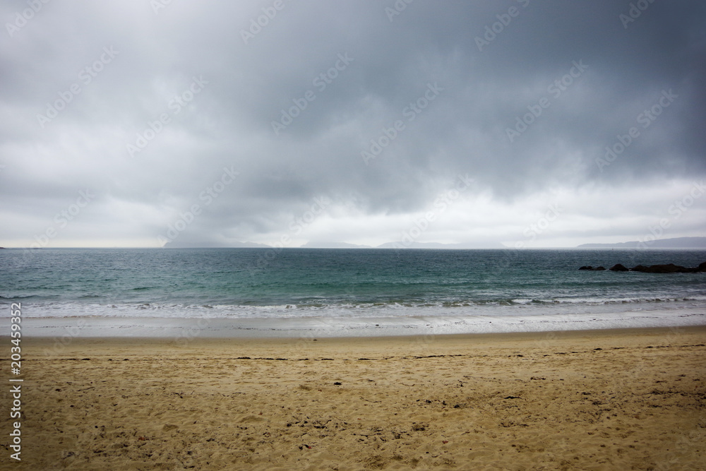 On Samil beach before storm, Vigo, Galicia, Spain