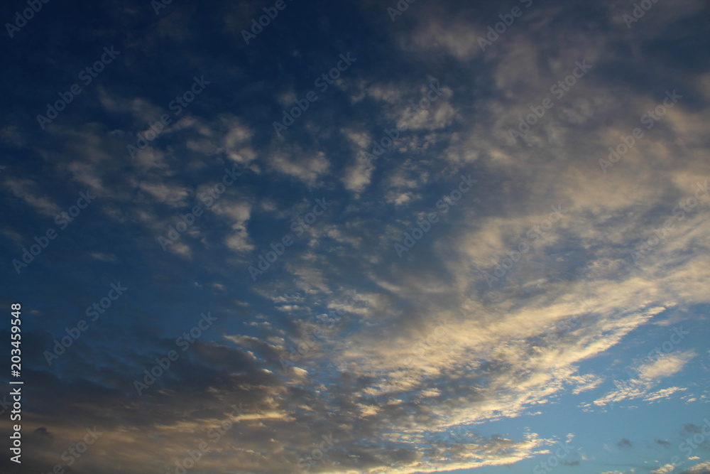 Blue sky with an assortment of clouds and an amazing sunset