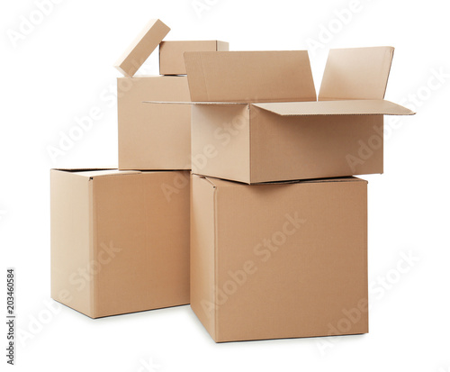 Cardboard boxes on white background © New Africa