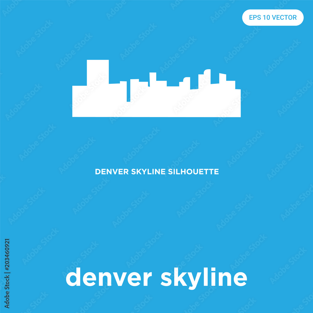 denver skyline icon isolated on blue background