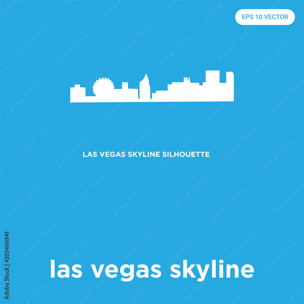 las vegas skyline icon isolated on blue background las vegas skyline icon isolated on blue background