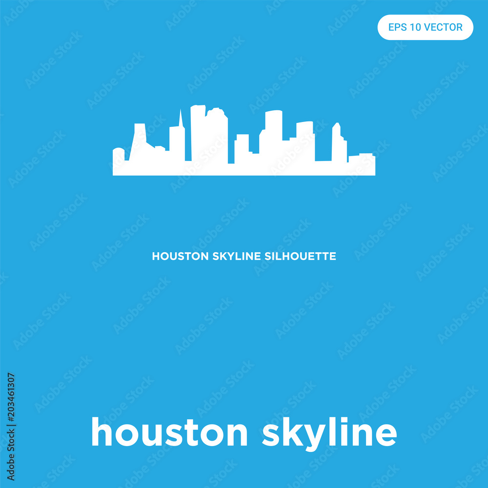 houston skyline icon isolated on blue background