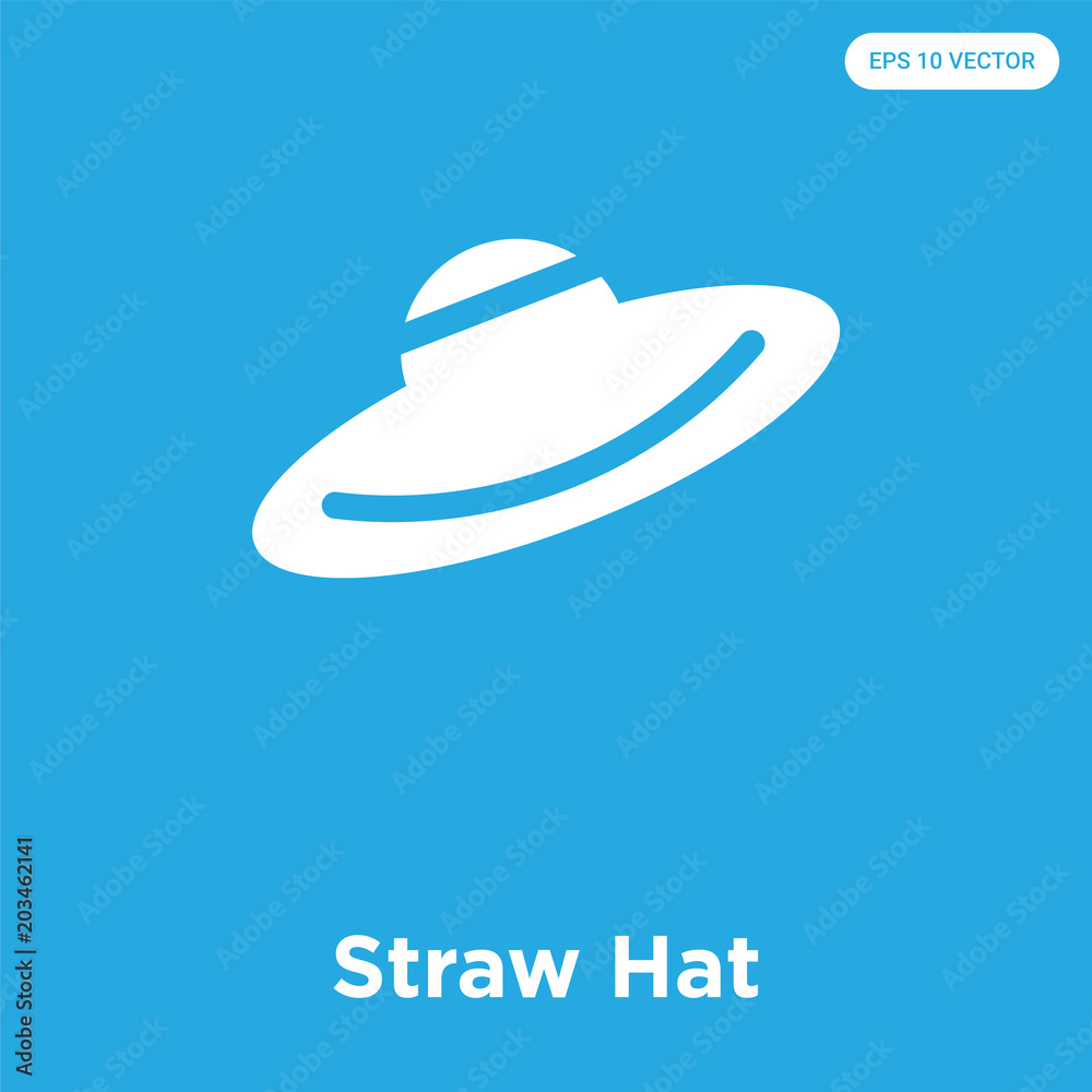 Straw Hat icon isolated on blue background Straw Hat icon isolated on blue background