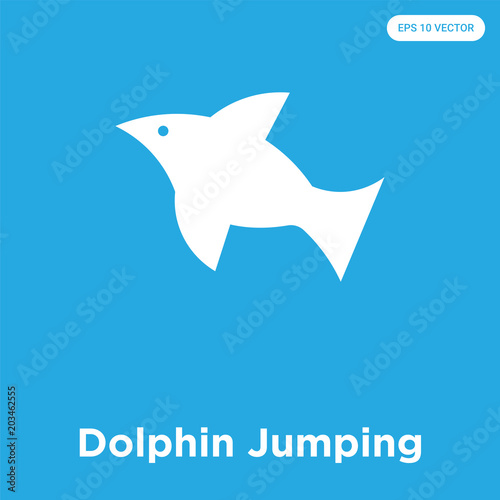 Dolphin Jumping icon isolated on blue background