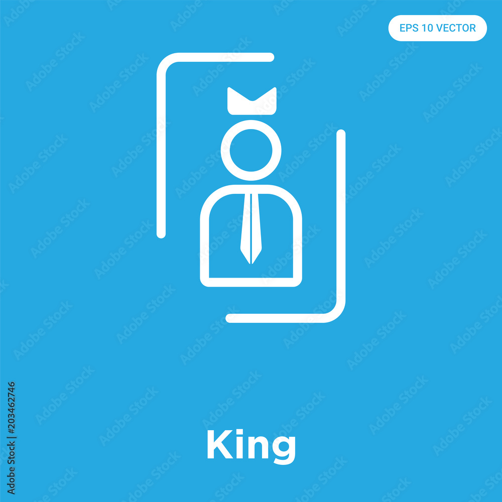 King icon isolated on blue background King icon isolated on blue background