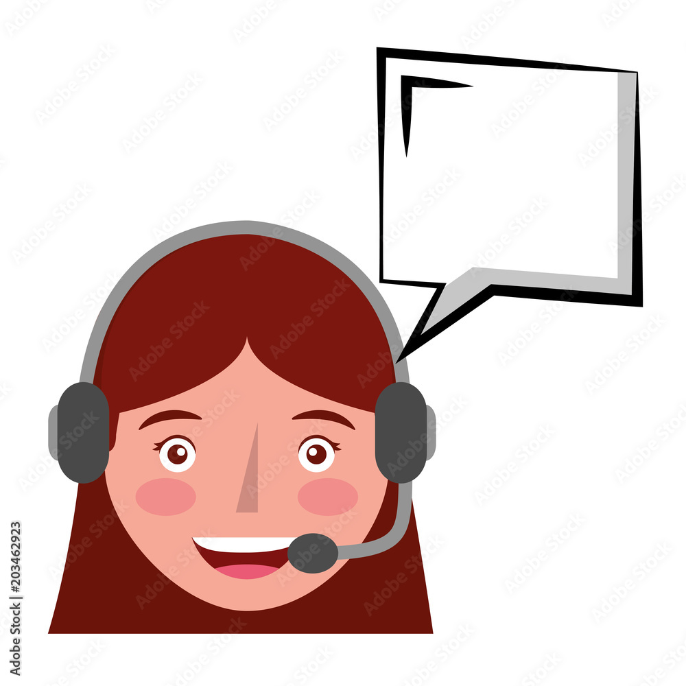 young woman with headset and speech bubble vector illustration design young woman with headset and speech bubble vector illustration design