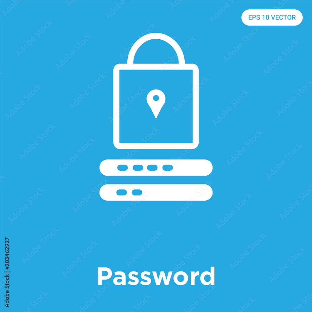 Password icon isolated on blue background Password icon isolated on blue background