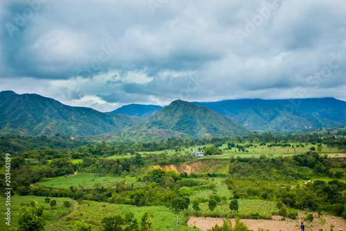 landscape of the countryside and mountain of colombia