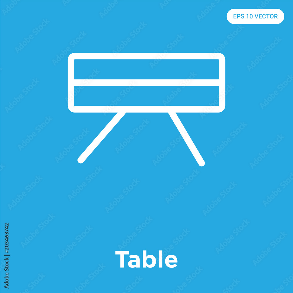 Table icon isolated on blue background Table icon isolated on blue background