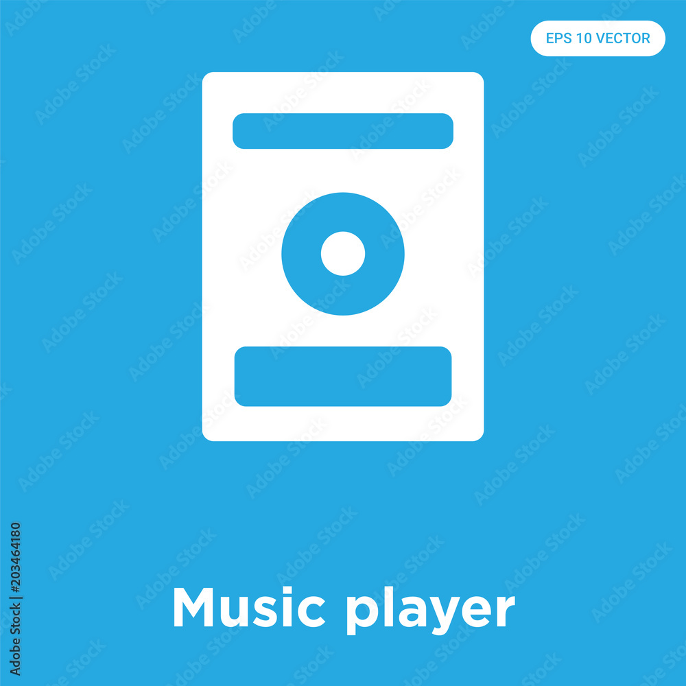 Music player icon isolated on blue background Music player icon isolated on blue background