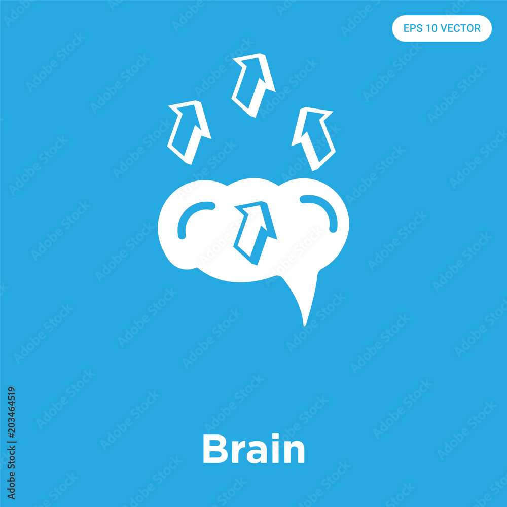 Brain icon isolated on blue background