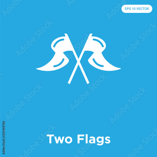Two Flags icon isolated on blue background