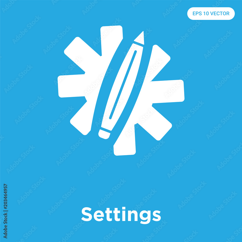Settings icon isolated on blue background Settings icon isolated on blue background
