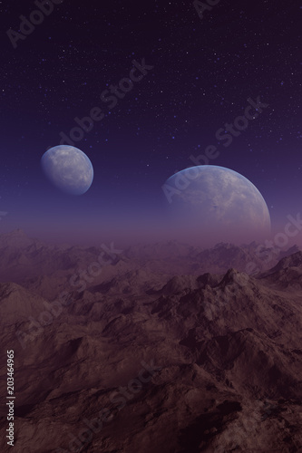 Fototapeta Naklejka Na Ścianę i Meble -  3d rendered Space Art: Alien Planet - A Fantasy Landscape