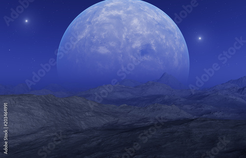 Fototapeta Naklejka Na Ścianę i Meble -  3d rendered Space Art: Alien Planet - A Fantasy Landscape