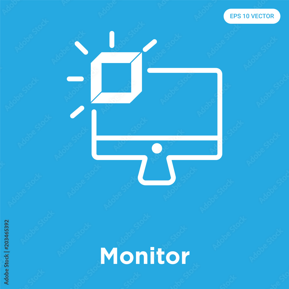 Monitor icon isolated on blue background Monitor icon isolated on blue background